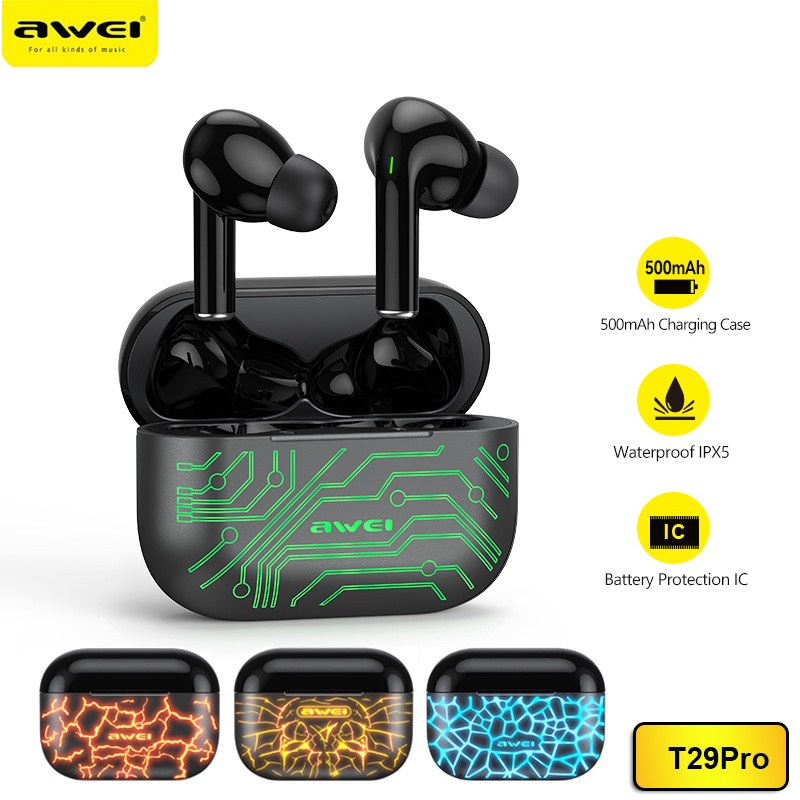 Awei T29Pro TWS Earbuds,V5.1 Verdadeiro Fone De Ouvido Estéreo Sem Fio / Som De Qualidade Super Bass IPX7 8Hours Playtime À Prova D 'Água