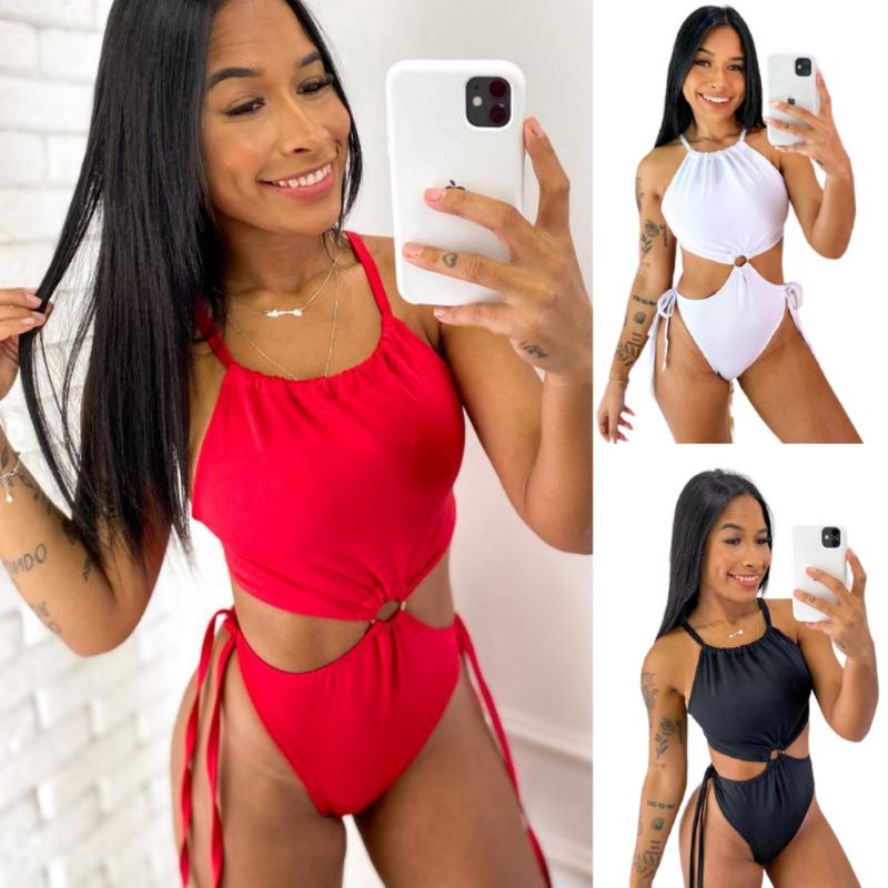 Body Maiô Triquini  em 3D Cavado Maio Praia Moda Verão Moda Feminina