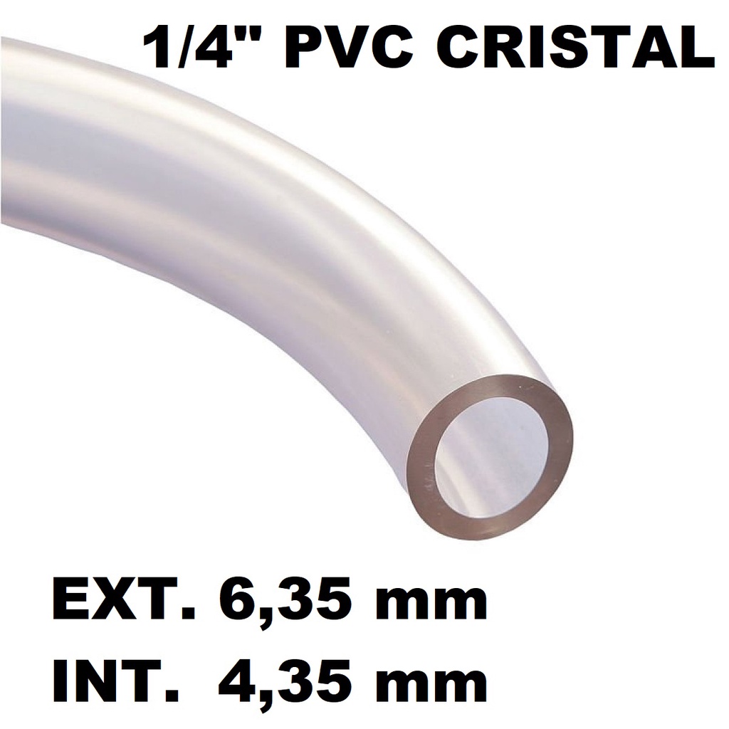 Mangueira de Nível Pvc Cristal Transparente 1/4" Parede 1mm - 1 MT