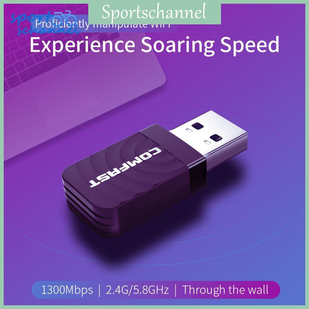 Comfast adaptador de rede wireless comfast 1300 mbps usb wifi dongle