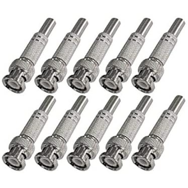 Conectores Bnc Com Mola 4mm E Parafuso Ideal P/ Cftv 10 Peç