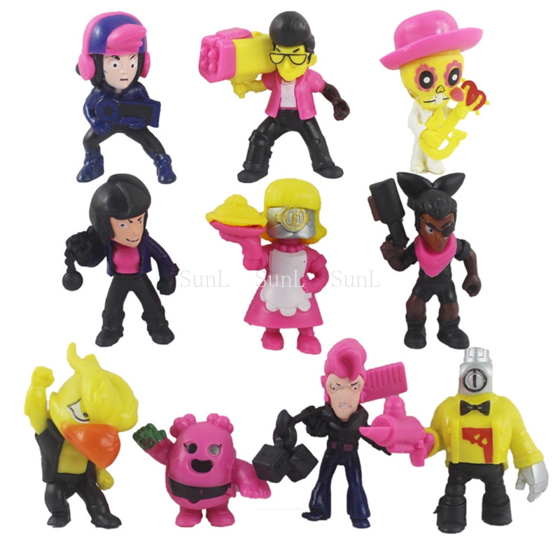 10 Pcs Set Brawl Stars Action Figure Collection Model Toy Shopee Brasil - imagem de brinquedo do brawl star