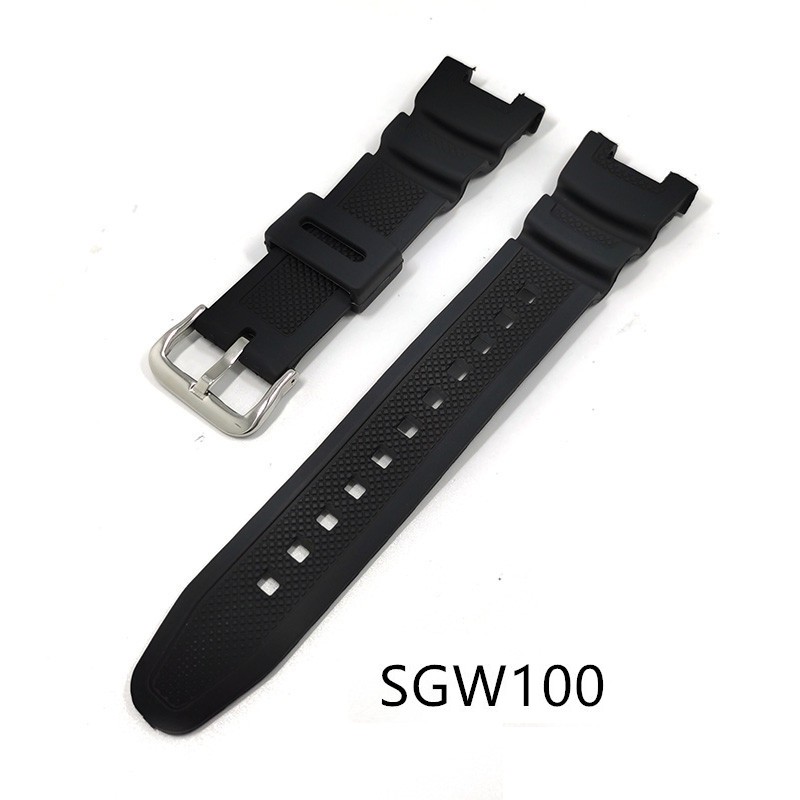 BBZ Cinturino Di Ricambio In Gomma Per Casio G-Shock SGW-100, Colore Nero, Impermeabile, Fissaggio Con Fibbia
