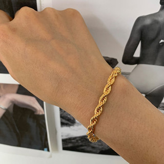 Vnox Stainless Steel Gold Twist Rope Chain Bracelet Men Women Hand Link Trendy Boy Hip Hop Party Gift Jewelry Wholesale em Oferta na Shopee