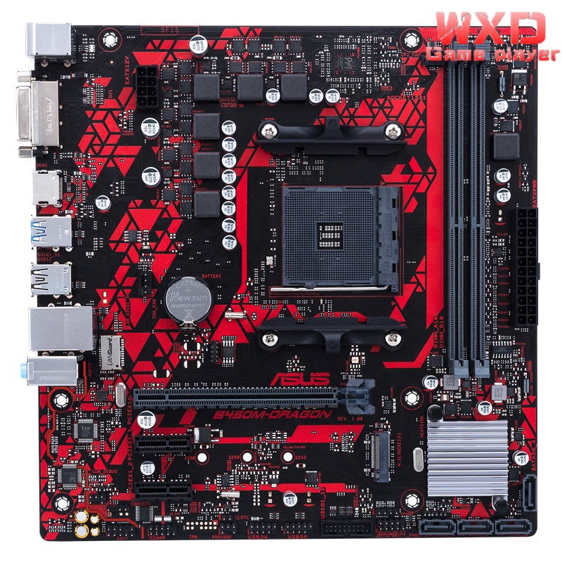 Placa-Mãe ASUS B450M-DRAGON AMD AM4 mATX Com Iluminação LED , DDR4 4400MHz , M . 2 , HDMI/DVI-D , SATA 6Gbps , E USB 3.1 Gen 1