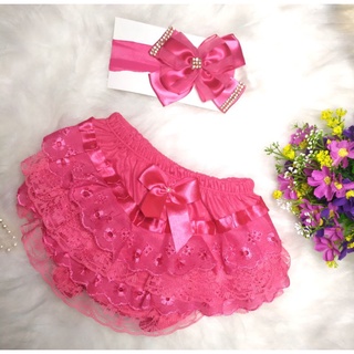 Kit Calcinha infantil Tapa Fraldas Bunda Rica com Tiara