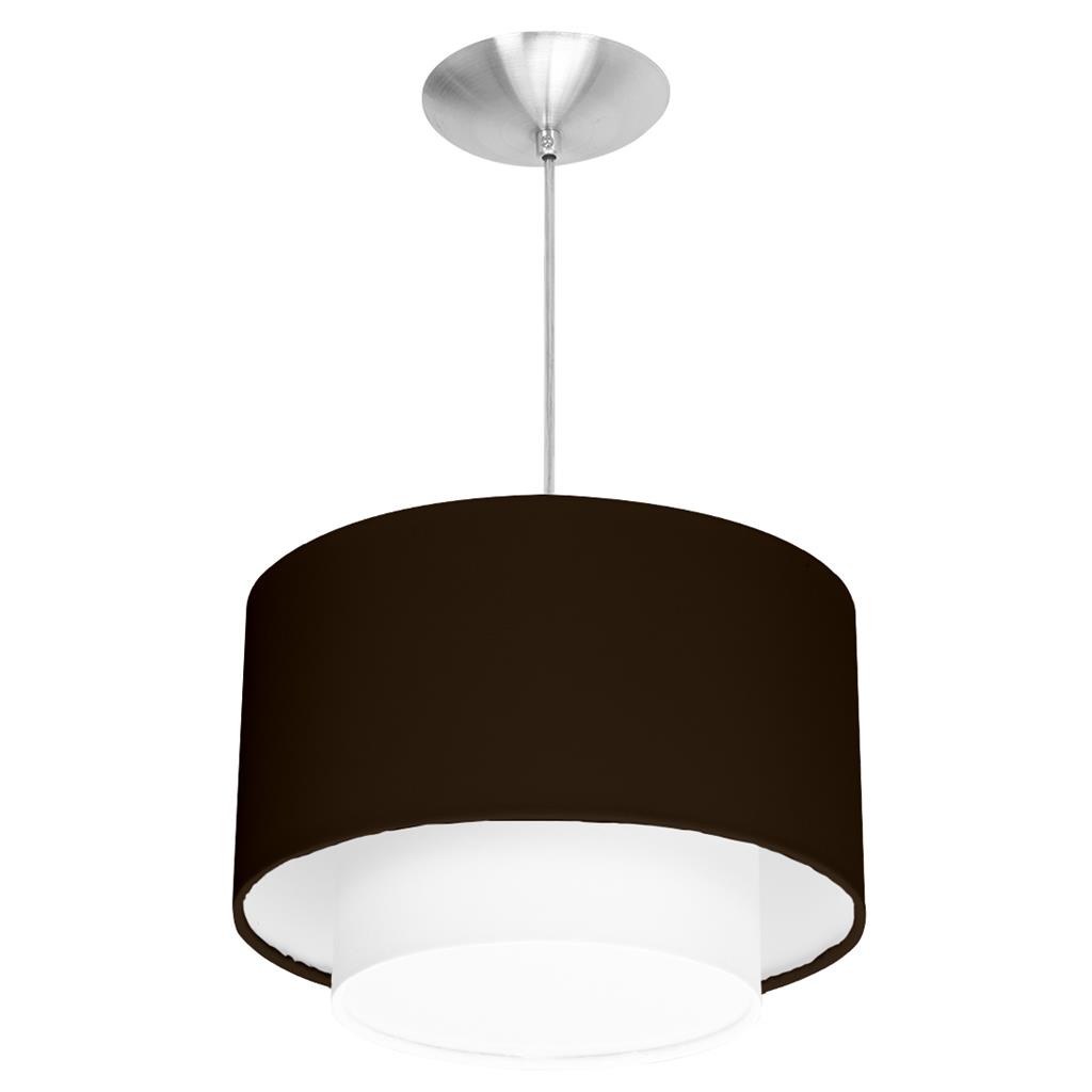 Lustre Cupula Pendente Dome Duplo Tabaco Com Branco