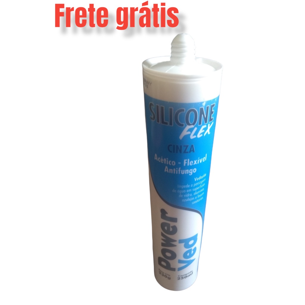 Silicone acético Flexível Antifungo Tubo Bisnaga Grande Transparente Branco Cinza