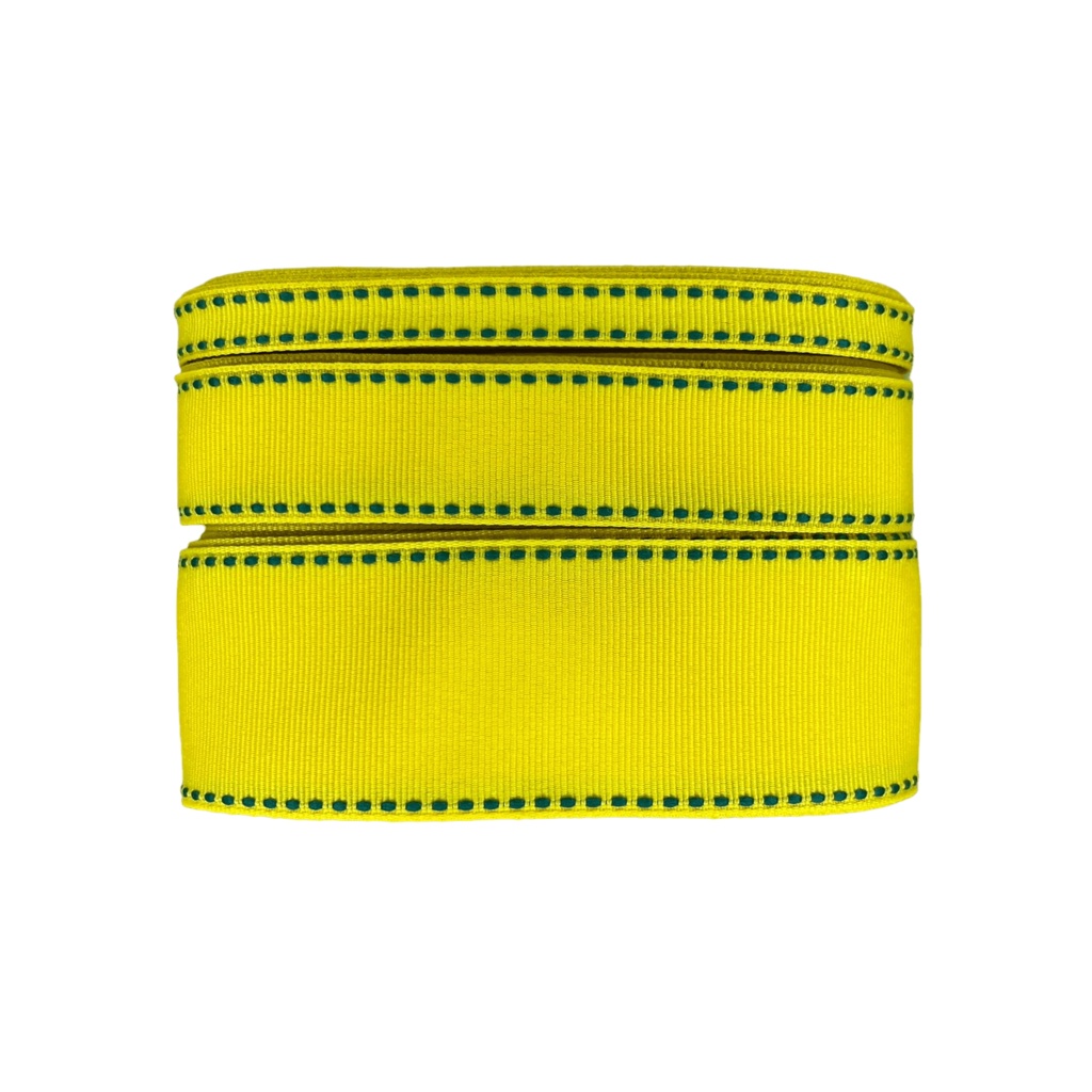 Kit de Fita Yama (Pespontada) Cor 645/587 Amarelo Pesponto Verde - 3 metros de cada