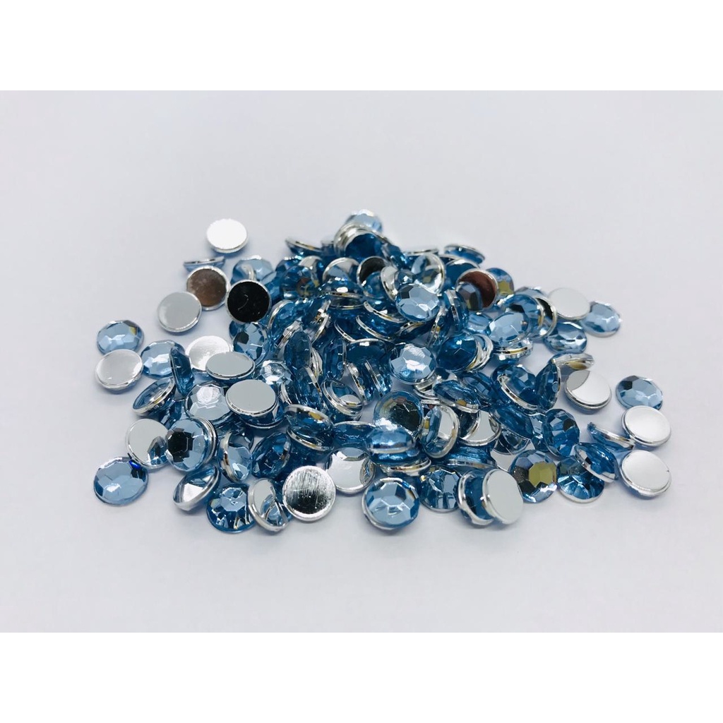 Chatons Acrilico S/ Furo Para Colagem - Azul Claro 6MM - 500 Und Aprox