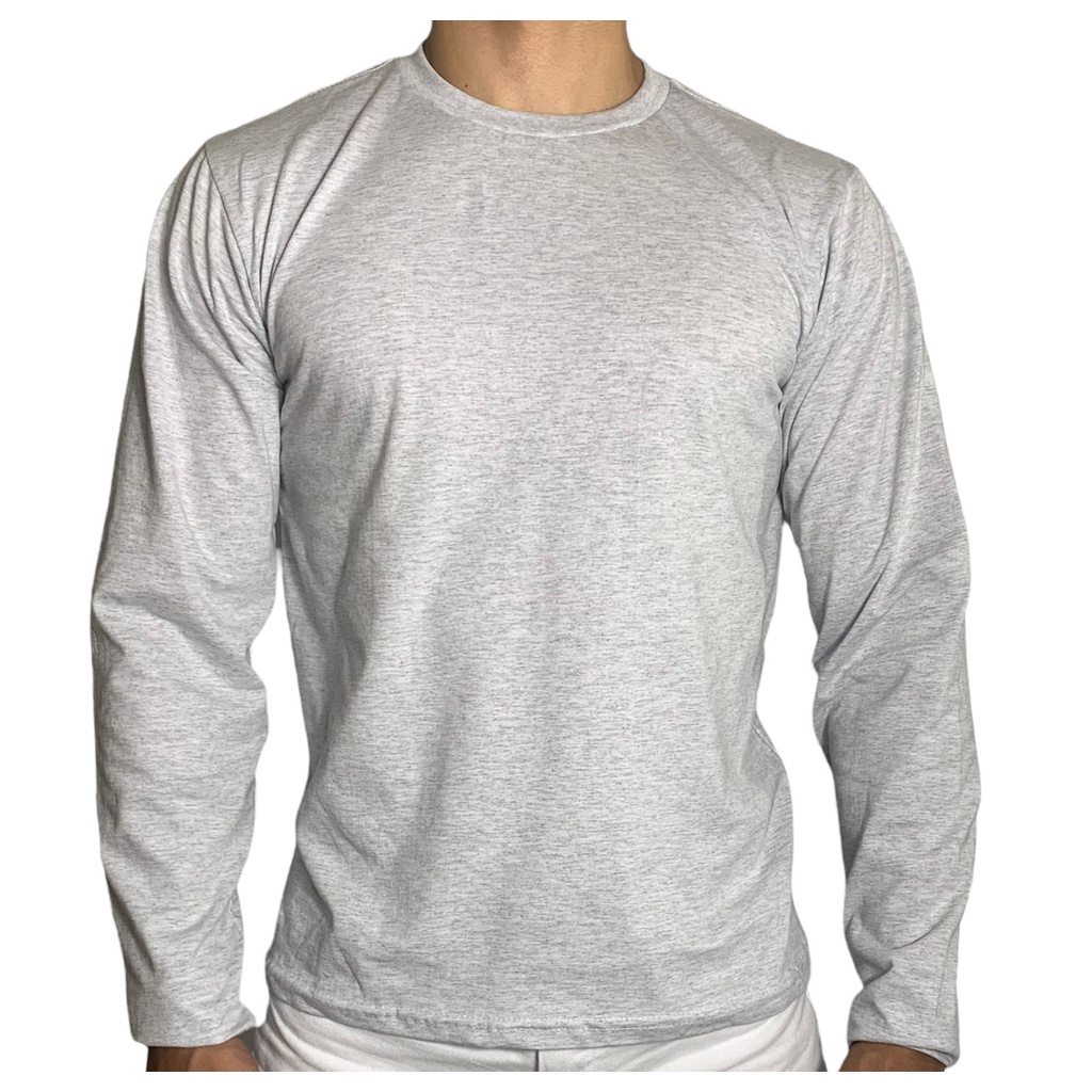 Camiseta Manga Longa Básica Lisa Branca Preta Azul Marinhi Vinho e Cinza Sem Estampa Camisa Blusa Manga Comprida