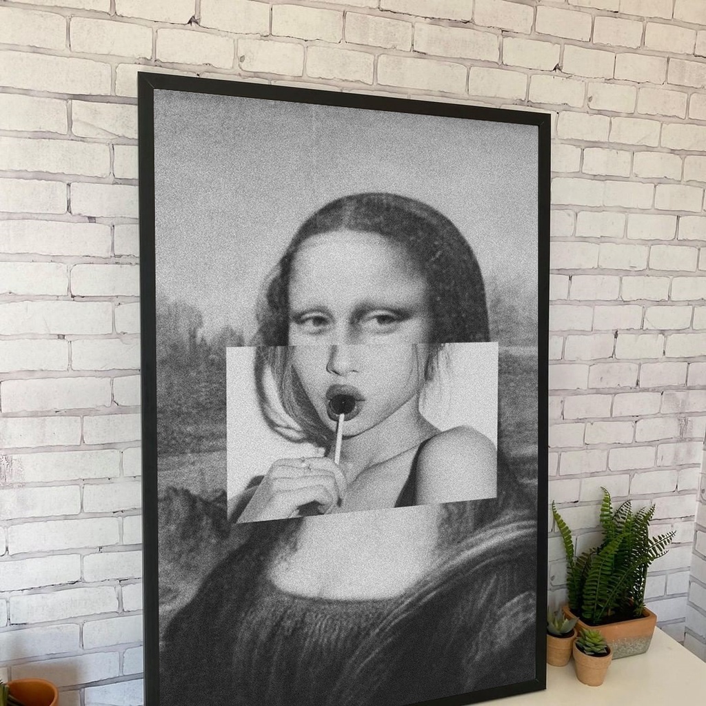 Quadro Decorativo Monalisa POP ART, Arte Moderna Com e Sem Vidro Com e Sem Moldura 30x42 Para Sala, Quarto, Escritório Vendas no Atacado