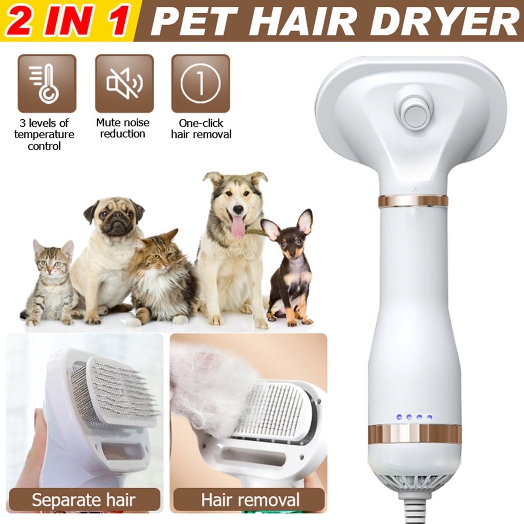 Escova Com Secador De Cabelo 2 Em 1 Portátil Para Cães/Gatos