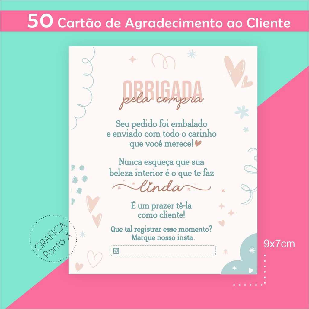 50 Cartões de Agradecimento ao Cliente OBRIGADA PELA COMPRA | Shopee Brasil