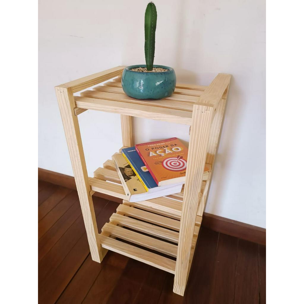 Mesinha 3 andares escrivaninha estante sapateira de madeira decoração casa 3 prateleiras minimalista madeira pinus escrivaninha organizador de livros