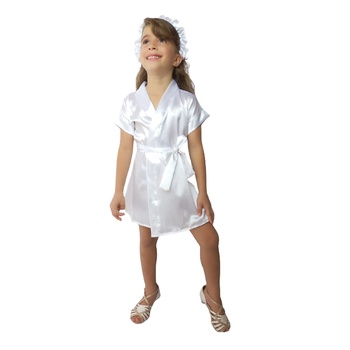 Robe Cetim Daminha Branco Sem Bordado