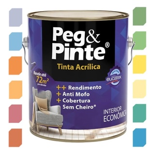 Tinta Acrílica Pintura Parede Peg & Pinte Eucatex 3,6L CORES