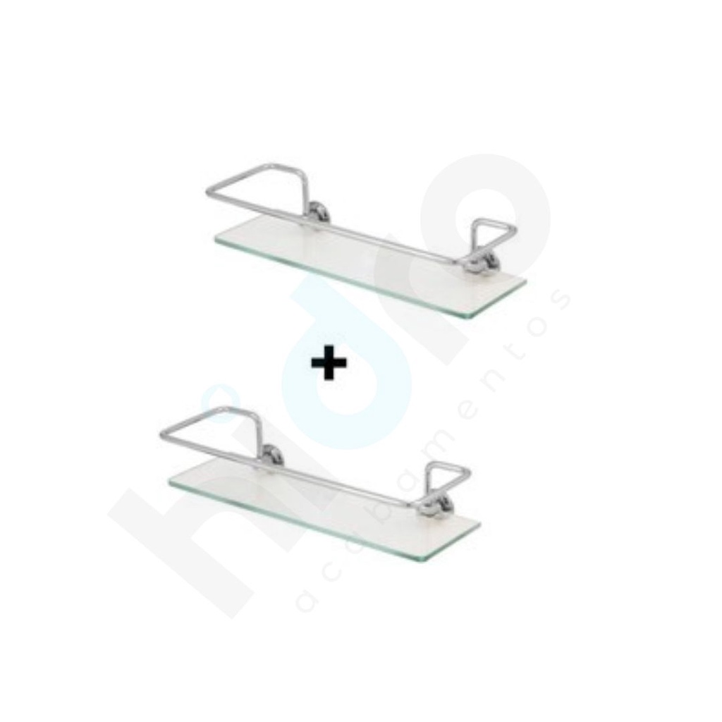 02 Porta Shampoo Prateleira Grade Com Vidro(6mm) Reto Para Banheiro