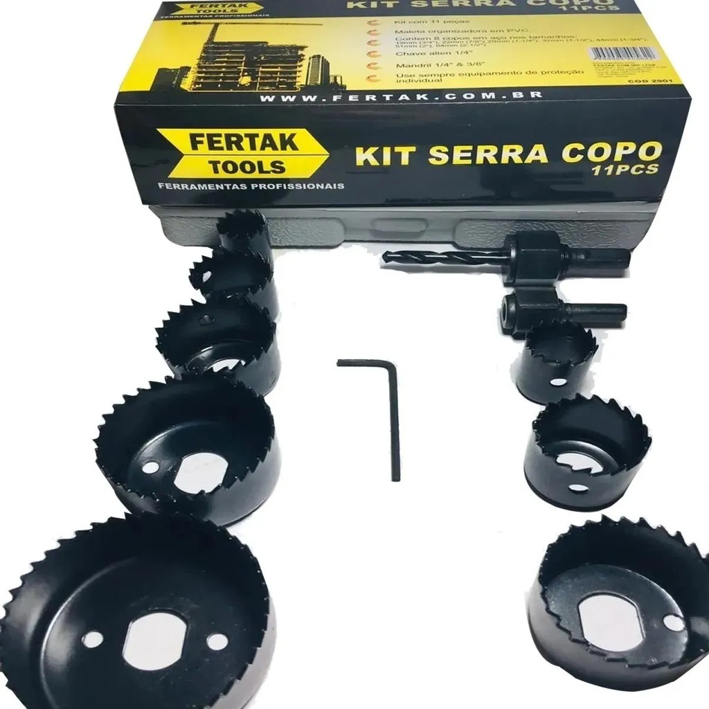 Kit Jogo Serra Copo Profissional Vários tamanhos Fertak em Oferta na Shopee