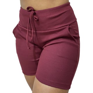 shorts feminino bermuda feminina com elastano shorts cintura alta meia coxa em Oferta na Shopee