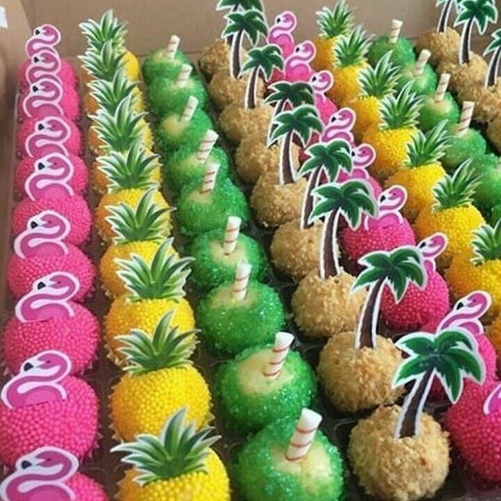 100 Topper-tags de doces Flamingo Tropical