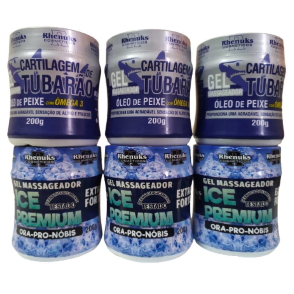 Kit Gel Massageador Ice Premium Composto Por Ora Pro Nobis + Gel Massageador C/ Omega 3 Cartilagem De Tubarão Pote