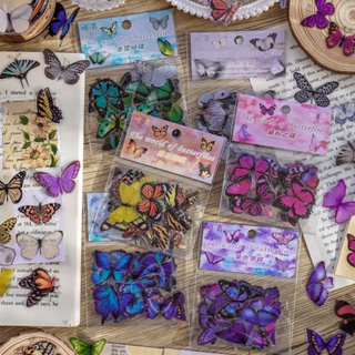 Journamm 40pcs/pack Butterfly Series Stickers Art Collage Junk Journal DIY Scrapbooking PET Impermeável Artesanato Estética Adesivos em Oferta na Shopee