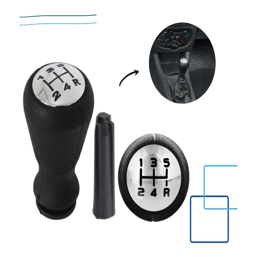 Bola Manopla De Cambio Peugeot 206 207 Sw 5 Marchas + Bucha Acabamento Cromado