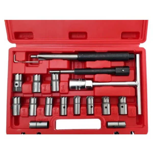 Kit Jogo Escareador Para Bico Injetor Diesel 17 Peças Escariador