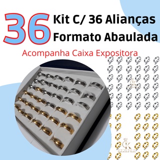 Atacado Kit C/36 Aliança Aço Prateada e Dourada Compromisso Casamento Noivado Alnk36DP4