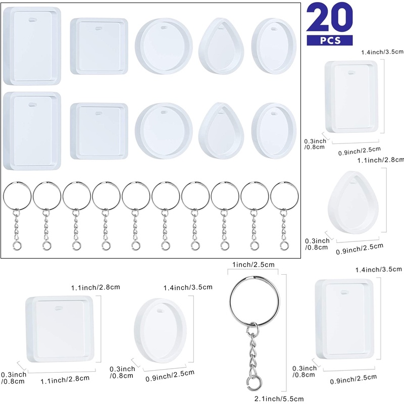 20pcs Conjunto De Molde De Silicone Para Pingente Chaveiro De Resina Com Tarraxa em Oferta na Shopee