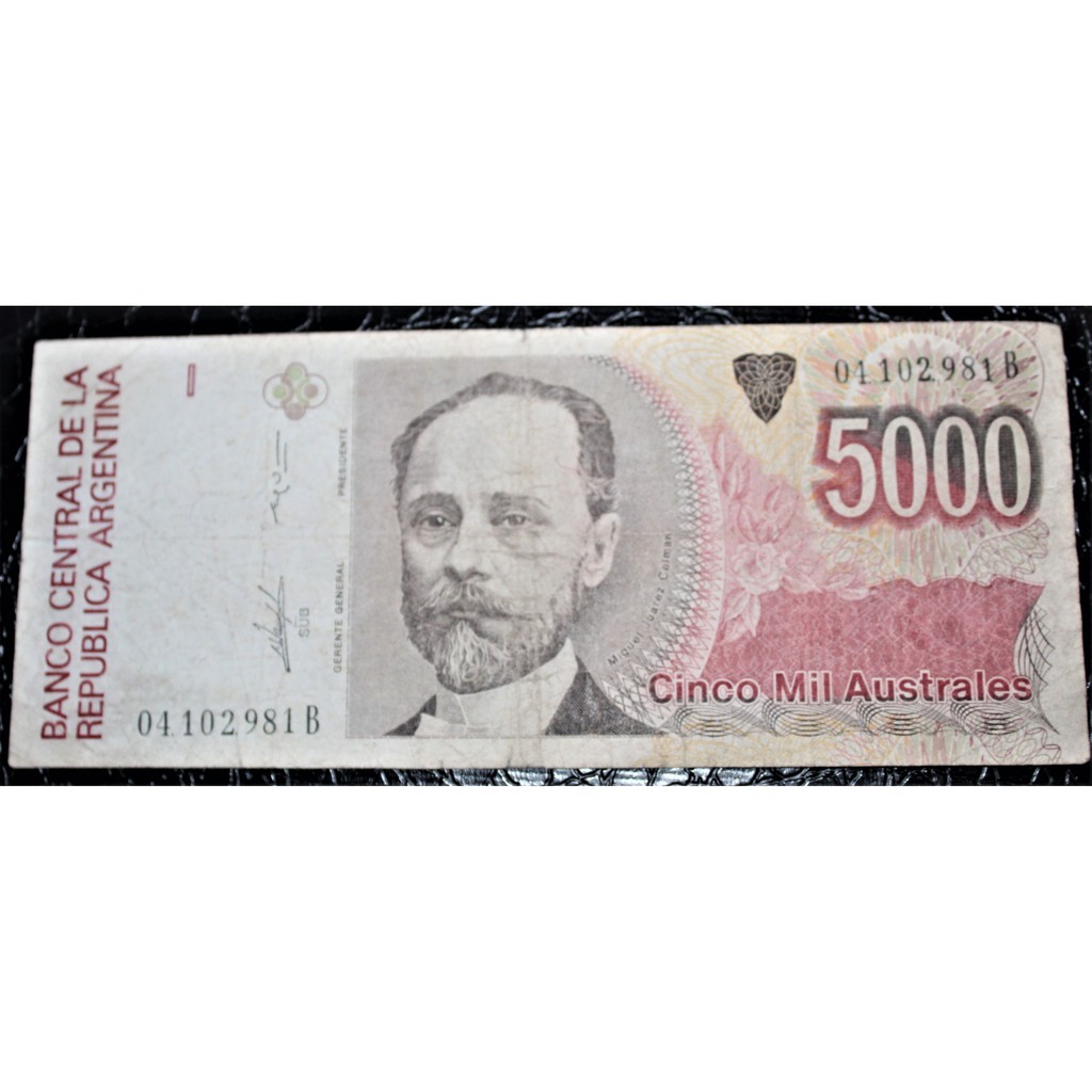 Argentina 5000 Australes 1989 P. 330 BC Cédula - Juárez Celman