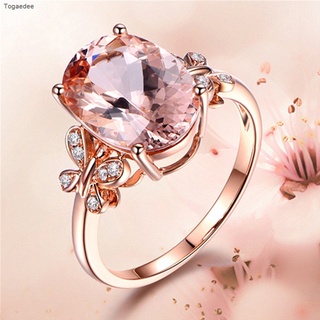 Anel Feminino De Pedra Morgão Natural Banhado Ouro Rosa 18k E Diamante