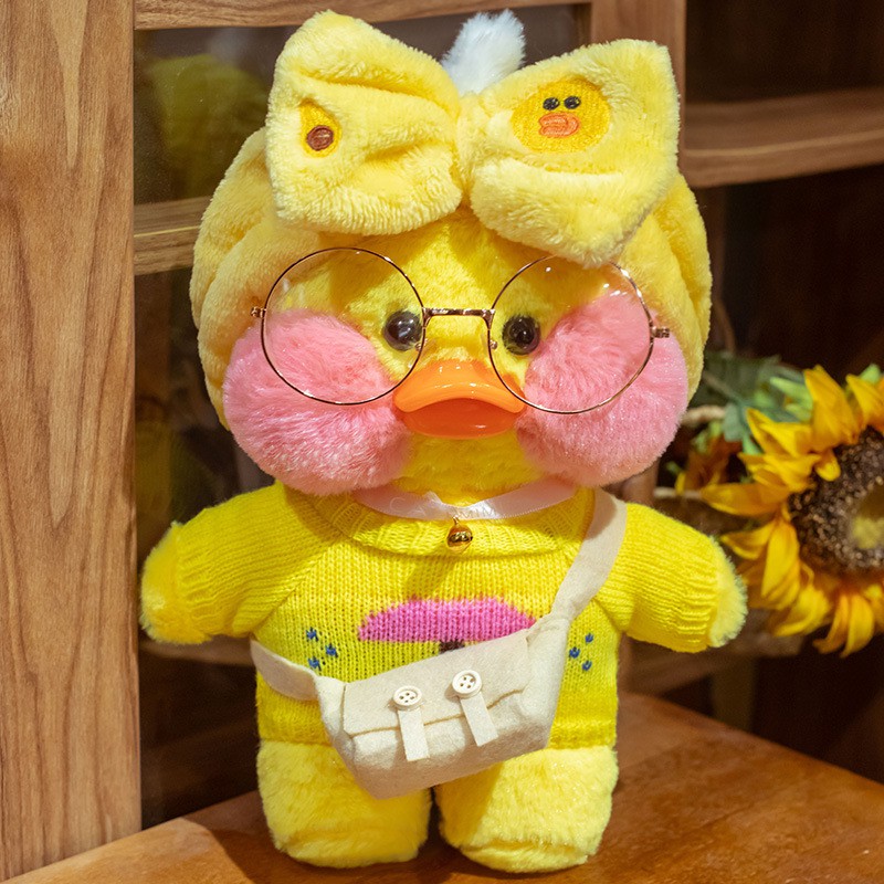 Larafan Café Pato Amarelo De Pelúcia Brinquedo Dos Desenhos Animados Kawaii  Boneca Animal Travesseiro Menina Ano Novo Crianças Presentes Pode Ser Vestir