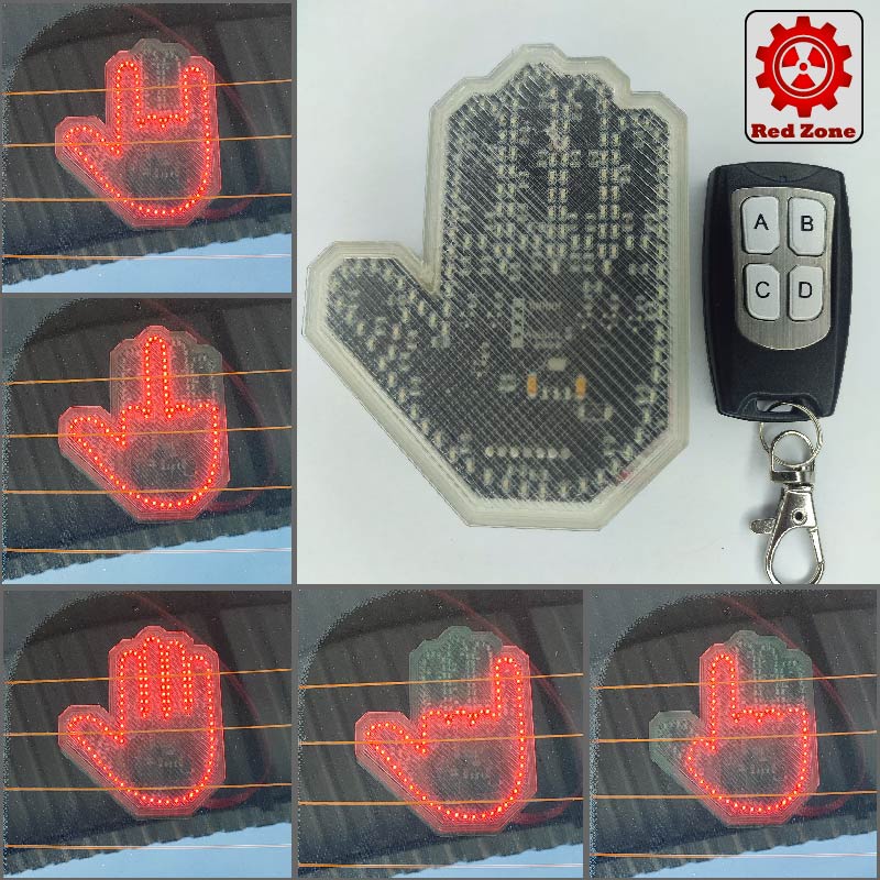 Leds Hand – Mão de leds, Flik, luz, lâmpada, iluminação automotiva, acessório para carro, dedo do meio, hang loose