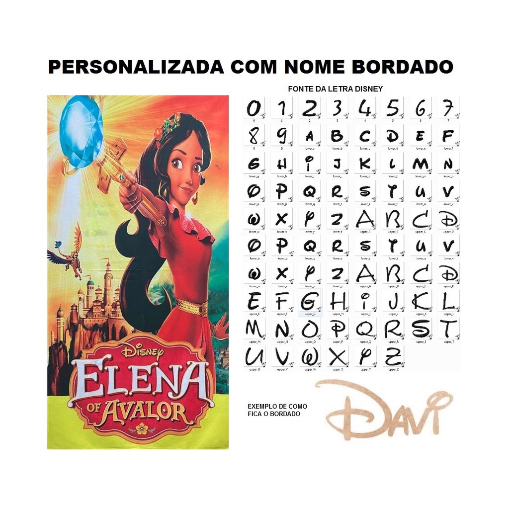 Toalha de Banho Infantil Elena de Avalor PERSONALIZADA NOME BORDADO
