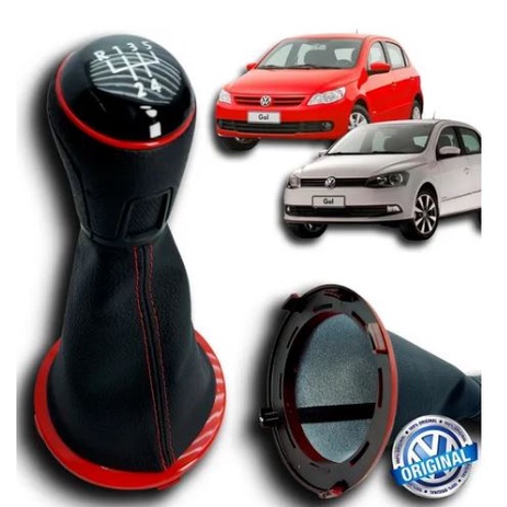 Coifa De Cambio e manopla bola cambio Vw Gol G5 G6 2009 A 2016 Voyage G5 G6 2009 A 2016 Saveiro G5 G6 2010 A 2015 Vermelho