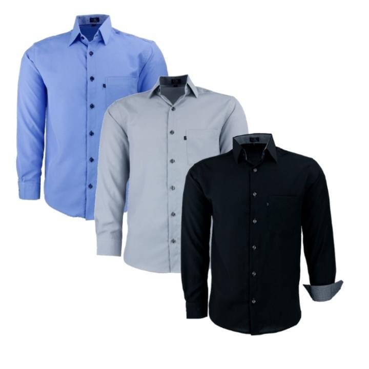 Kit 3 camisas sociais Luxuosas LBL modelo Anakin Não amassa com Bolso Frete Grátis