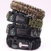 Pulseira Bracelete De Sobrevivência, Paracord 550 Pederneira, bússola e apito
