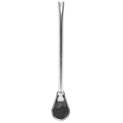 Bomba De Terere 19cm Latão Lisa Prata Tradicional
