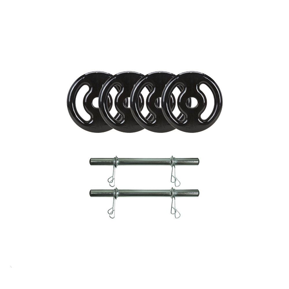 Kit 12kg Com 2 Halteres De 40cm Barra Rosca +12kg Anilhas Emborrachadas 4x3kg + Promoção