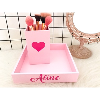 Bandeja Personalizada 20x20 e Porta Pincel