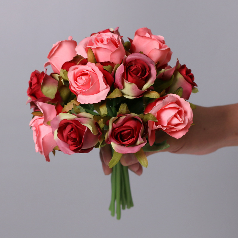 12 Pcs / Rose Red Lifelike Seda Rosas Francesa Flores Para Decoração De  Casa Casamento Buquês De Noiva Flor Artificial | Shopee Brasil