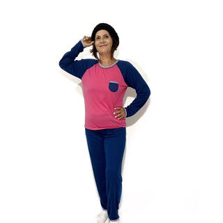Conjunto Roupa De Dormir Pijama De Inverno Feminino Blusa Manga Longa E Calca