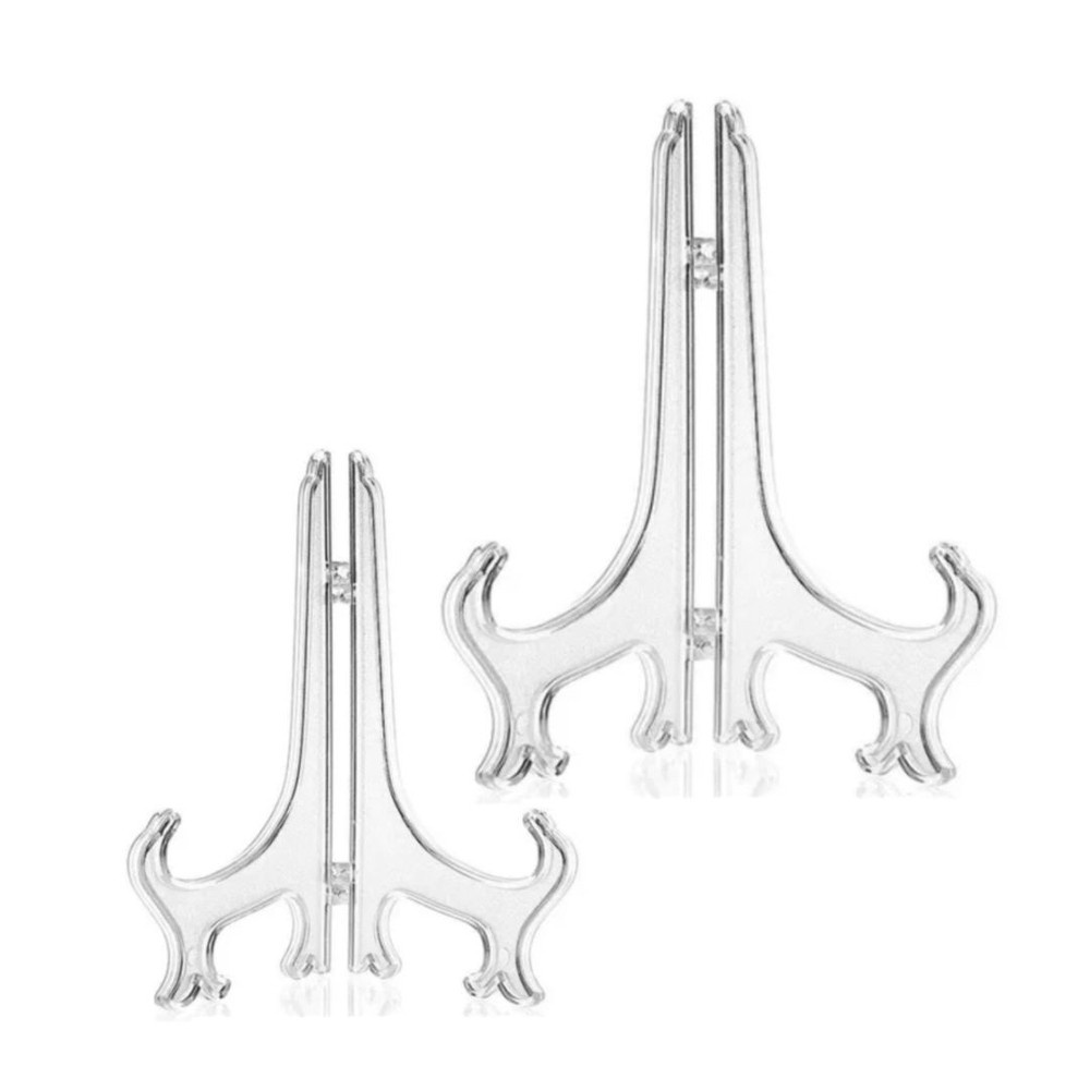 Kit 2 Suportes Para Pratos E Azulejos Quadros Acrílico Transparente 7cm/13cm/17,5cm/22cm
