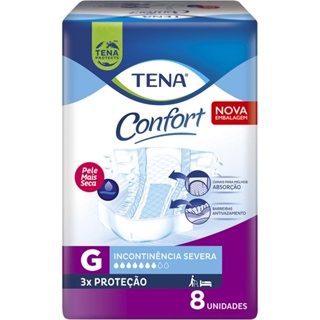 Fralda Geriatrica Tena Confort G com 8 unidades em Oferta na Shopee