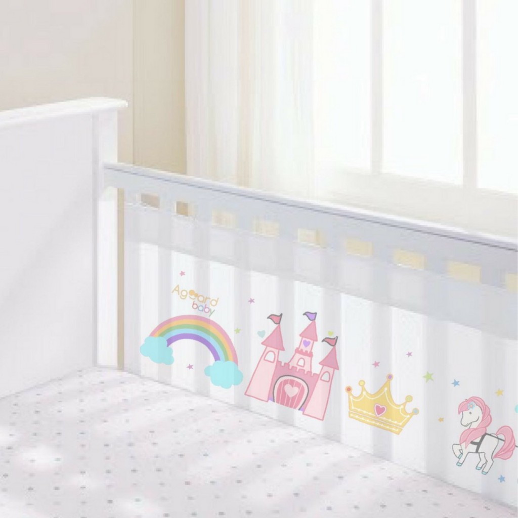 Protetor de Berço Tela Respirável 2 lados Grades Aguard Baby Padrão Americano Estampado PRINCESA
