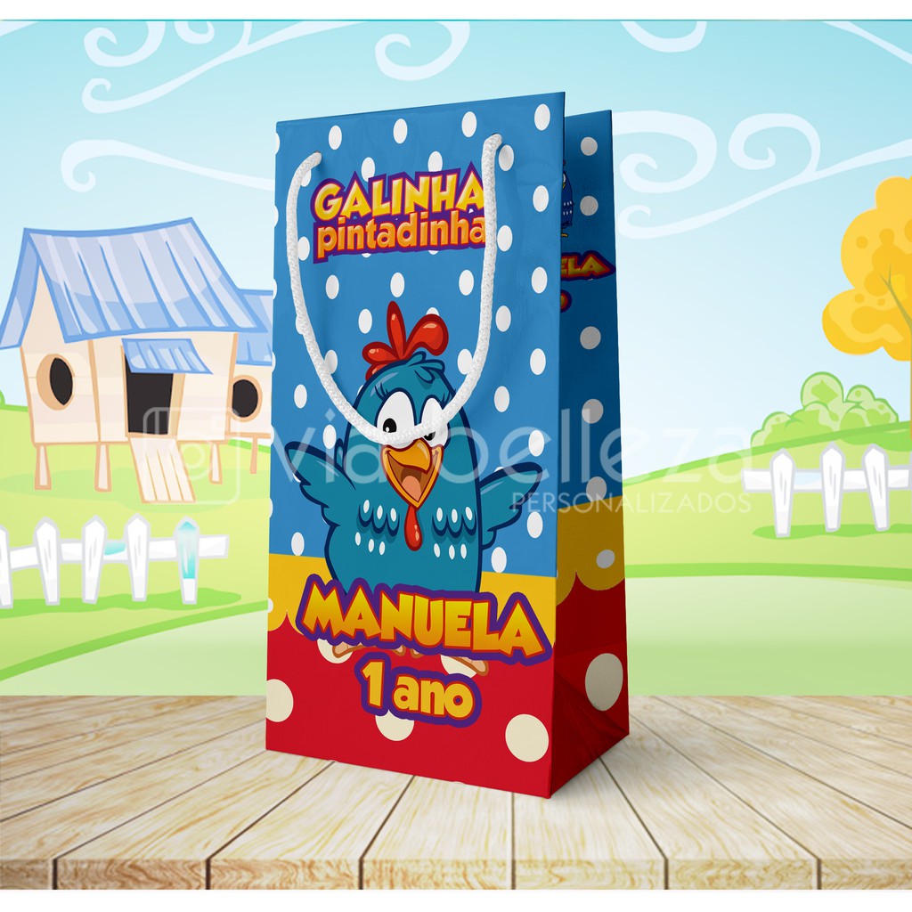 Sacolinha Personalizada Galinha Pintadinha Aniversário • Lembrancinha Festa Infantil • Todos os Temas • Envio Rápido 🎉 em Oferta na Shopee