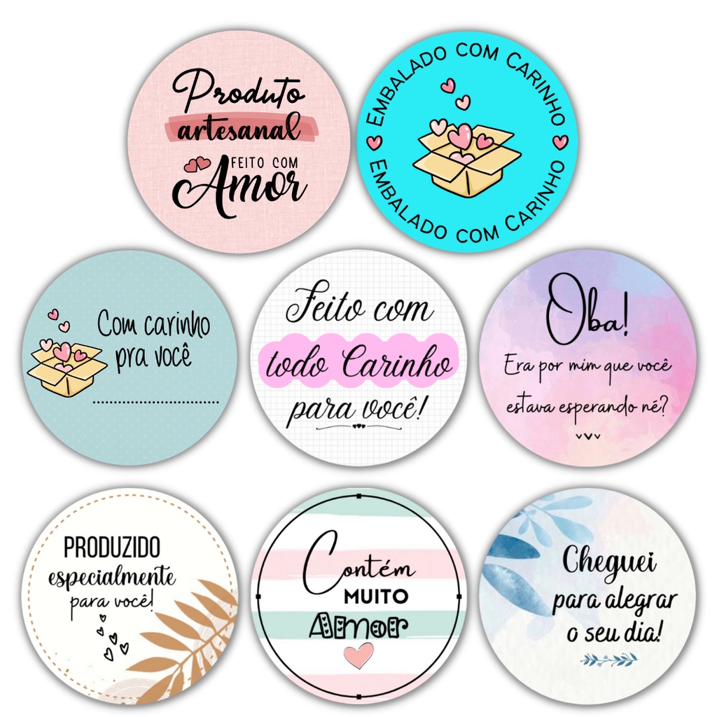 200 Adesivos / Etiquetas Vinil 3x3cm escolha modelos agradecimento ao ...