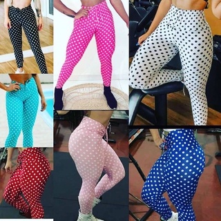 Leg Grossa Cós Alto Roupa De Academia Moda Feminina  poa e estampada
